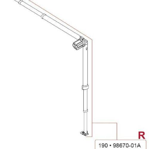 Spannstange + Stützfuß rechts für 2,25m Markisenlänge - Fiamma Ersatzteil Nr. 98670A01A - passend zu Fiamma Caravanstore 2013