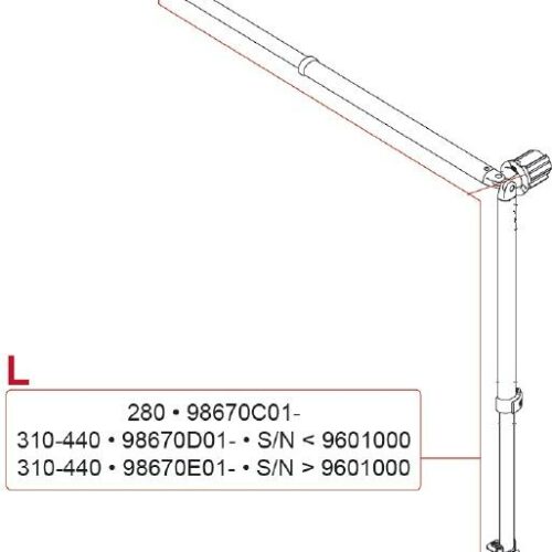 Spannstange + Stützfuß links für 3,1-4,4m Markisenlänge - Fiamma Ersatzteil Nr. 98670D01- - passend zu Fiamma Caravanstore 2013 / ZIP