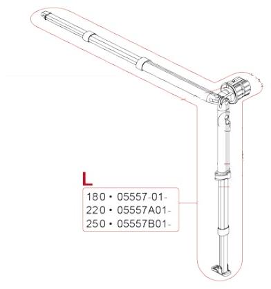 Spannstange + Stützfuß links für 2,5m Markisenlänge - Fiamma Ersatzteil Nr. 05557B01- - passend zu Fiamma F35 Pro 2007