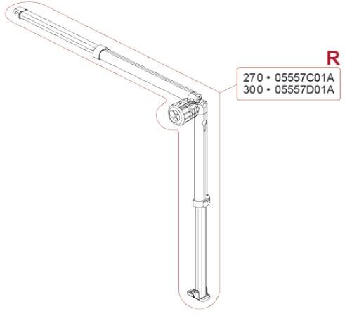 Spannstange + Stützfuß rechts für 2,7m Markisenlänge - Fiamma Ersatzteil Nr. 05557C01A - passend zu Fiamma F35 Pro 2007