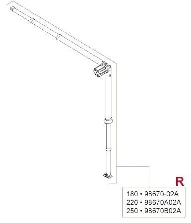 Spannstange + Stützfuß rechts für 1,8m Markisenlänge - Fiamma Ersatzteil Nr. 98670-02A - passend zu Fiamma F35 Pro 2013