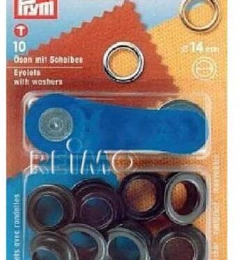 Ösen und Scheiben 14mm, brüniert, 10er-Pack