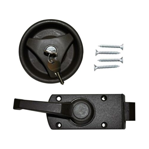 FAWO Caravan Türschloss, Wandstärke: 25-35mm, Ø 90 mm, komplett, schwarz