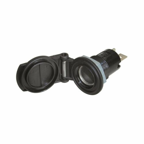 Pro Car Einbausteckdose mit Deckel, T-Flachsteckeranschluss, 12/24V
