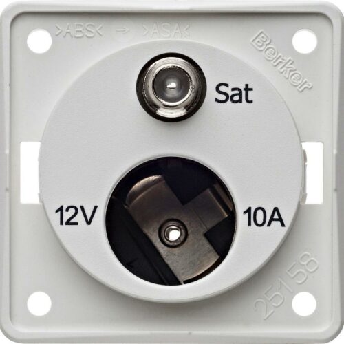 Berker Integro Flow/Pure Kombisteckdose, 12V/SAT, polarweiß
