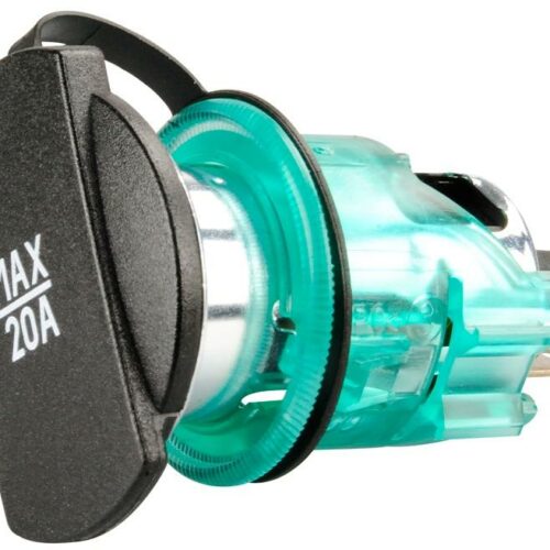 Pro Car Kfz-Power-Steckdose mit Spannhülse, grün, 20A, 12/24V