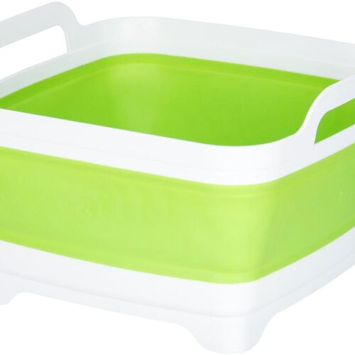 Camp4 Waschschüssel mit Ablauf, faltbar, 12L, weiß/lime