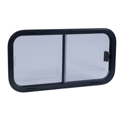 Sicherheitsglas-Schiebefenster, Rahmen schwarz, 500x450mm