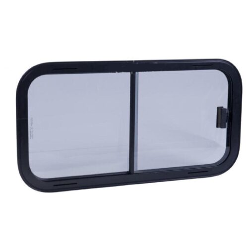 Sicherheitsglas-Schiebefenster, Rahmen schwarz, 800x340mm