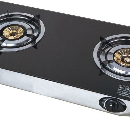 JV Propangaskocher, 2-flammig mit Glasplatte, schwarz