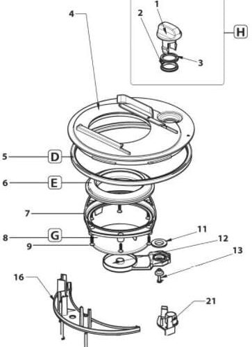 Mechanismus komplett - Thetford Ersatzteil-Nr. 5072706 - für Toilette C250/260