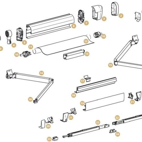Montagesatz für Markisenlänge bis 4m - Thule Ersatzteil 1500601616 - passend zu Thule Omnistor 5002 / 5003 / 5200