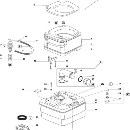 Toilettensitz mit Deckel - Ersatzteile Nr. 07331-68 - für Porta-Potti