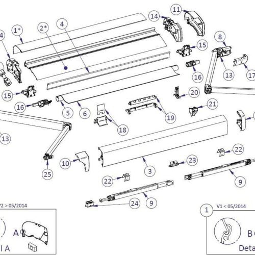 Gelenkarm-Befestigung Satz vorne - Thule Ersatzteil Nr. 1500602374 - passend zu Thule Omnistor 4200/4900/6200