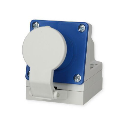 Jäger Wandgeräte-Stecker mit Klappdeckel, blau