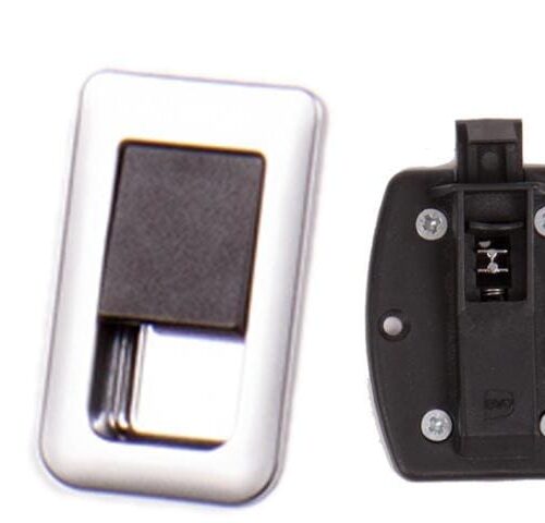 Möbelschnappschloss, 36x59mm, mattchrom/schwarz