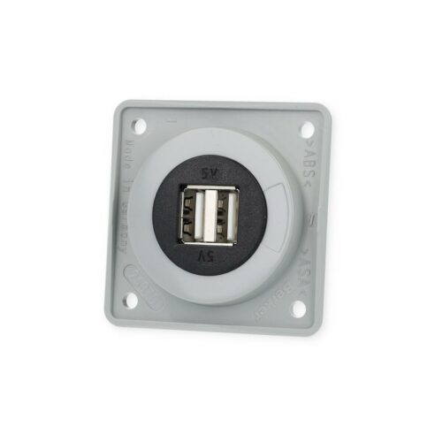 Berker Integro Flow/Pure Doppel USB-Ladesteckdose, 12V, grau