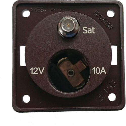 Berker Integro Flow/Pure Kombisteckdose, 12V/SAT, braun