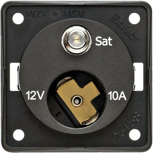 Berker Integro Flow/Pure Kombisteckdose, 12V/SAT, anthrazit