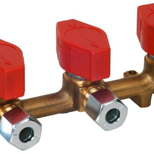 TGO Verteilerblock mit 3 Ausgängen, Messing, 10/8mm