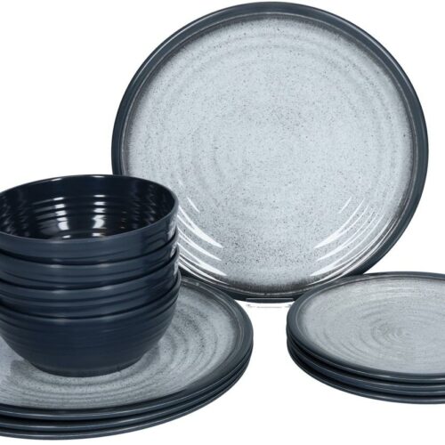 Flamefield Premium Geschirrset, 12-teilig, granite grey