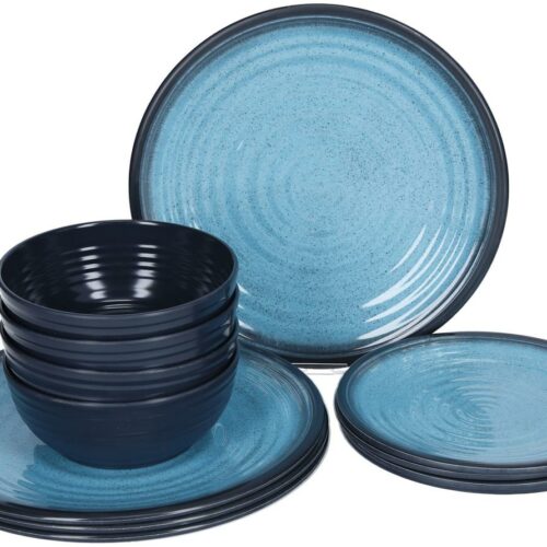Flamefield Premium Geschirrset, 12-teilig, granite aqua