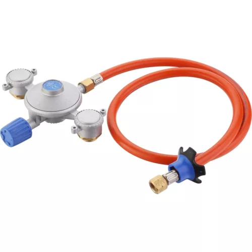 CADAC Dual Power Pak Gasdruckregler mit Schlauch für Gaskartuschen, 50mbar