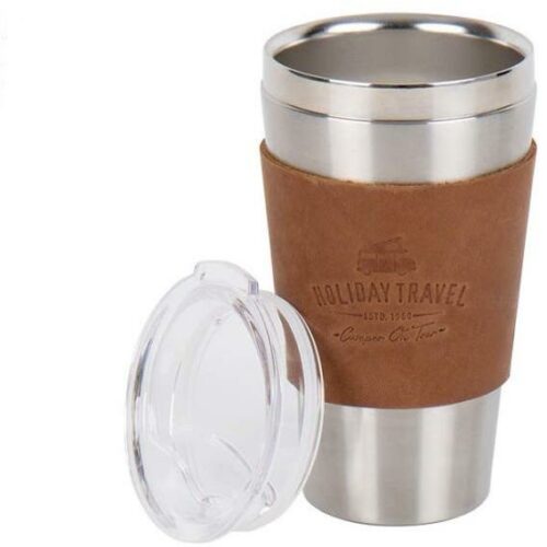 Holiday Travel Vacuumbecher, Edelstahl, 450ml, Kunstleder