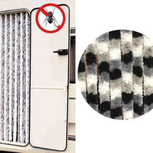 Arisol Chenille Flauschvorhang, 56 x 205, weiß-grau-schwarz, für Caravans