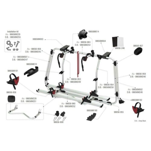 Obere Halterung rechts - Fiamma Ersatzteil Nr. 98656M004 - für Carry Bike VW T6