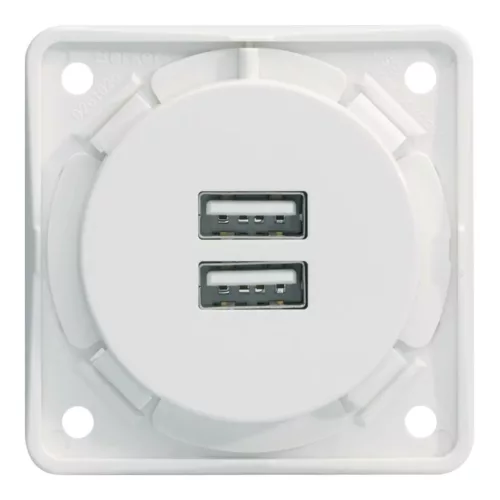 Berker Integro Flow/Pure Doppel USB-Ladesteckdose, 230V, polarweiß