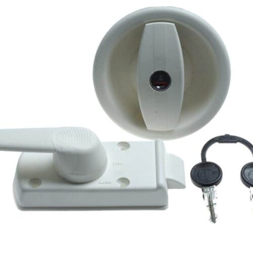 ZADI Wohnwagenschloss, System ZADI, inkl. Schlüssel & Zylinder, komplett, weiß