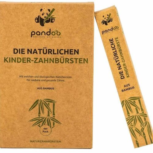 Pandoo Bambus-Kinderzahnbürsten, 4er-Pack