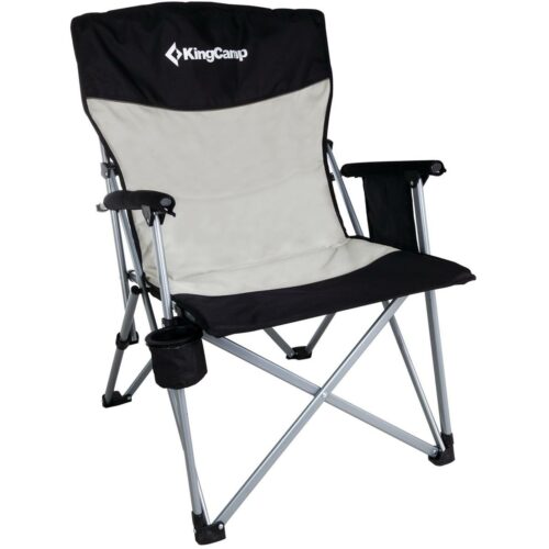 KingCamp faltbarer Campingstuhl mit Seitentasche, schwarz/grau