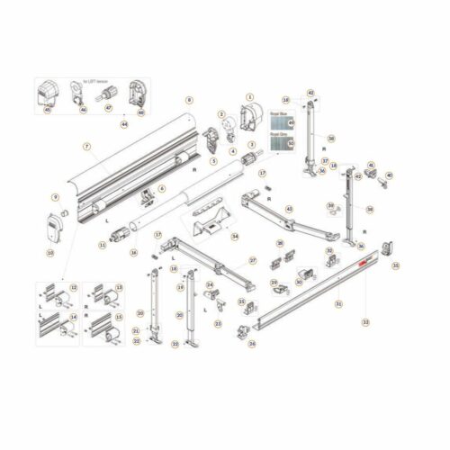 Fiamma Endkappe links F45 titanium RHD - Fiamma Ersatzteil Nr. 98655-966