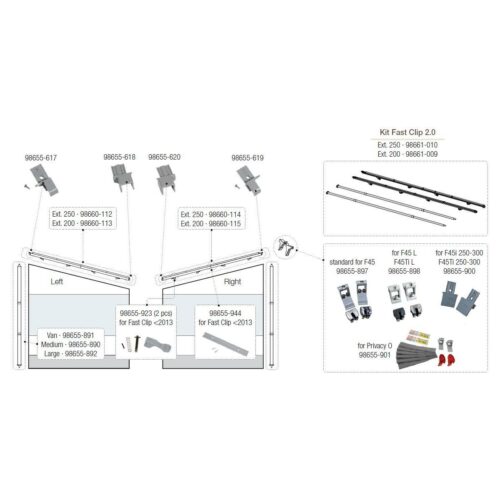 Vertikaler Rafter mit Feder - Fiamma Ersatzteil Nr. 98655-892 - für Privacy Room / ZIP