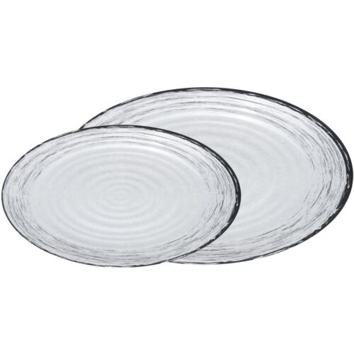 Brunner Serving Board Granada Servier-/Aufschnittplattenset, Stonetouch-Melamin, stapelbar, 2-teilig, weiß/schwarz