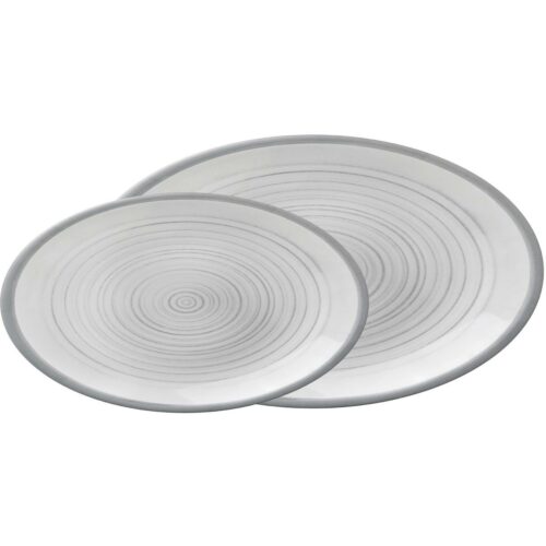 Brunner Serving plate Bellagio Servier-/Aufschnittplattenset, Stonetouch-Melamin, stapelbar, 2-teilig, weiß/grau