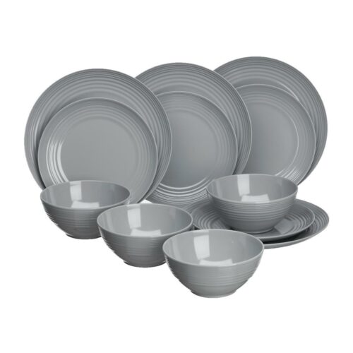 Flamefield Cool Grey Geschirrset, 12-teilig