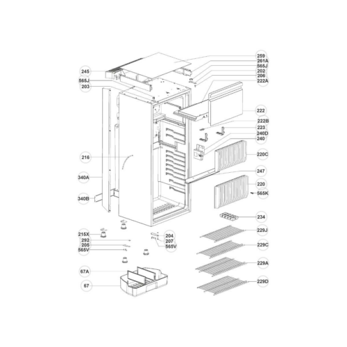 Scharnier unten rechts - Dometic Ersatzteil Nr. 241209811 - für RML Kühlschränke