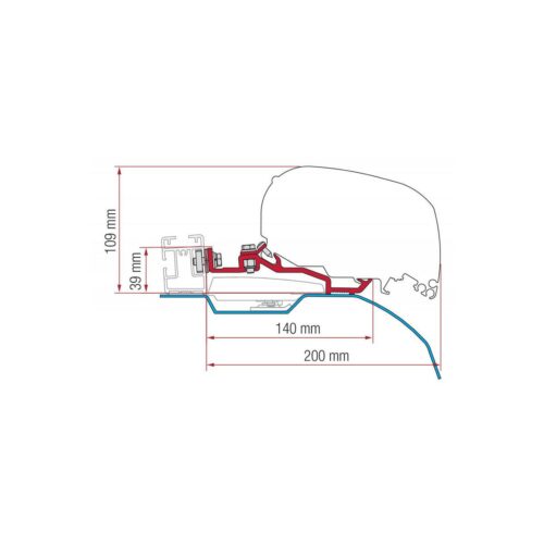 Fiamma F80 Adapter für Fiat Ducato ab Bj. 07/2006 mit Smart Clamp System