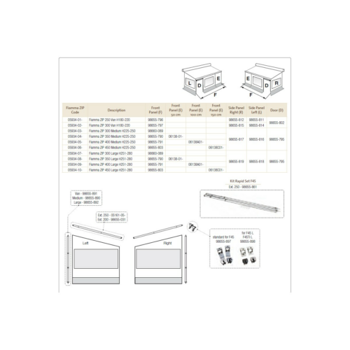 Frontwand - Fiamma Ersatzteil Nr. 98655-791 - passend zu Fiamma ZIP 400/CS Zip 410/Privacy Room