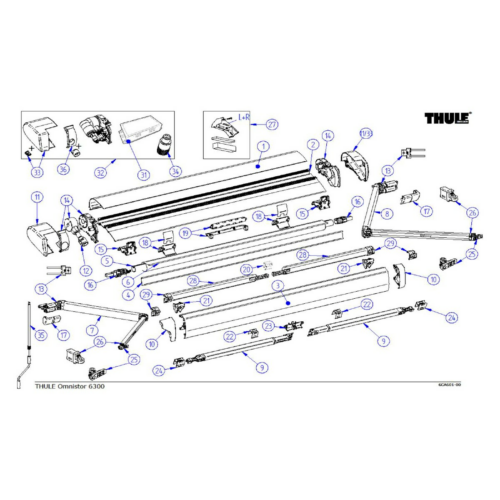 Endkappen-Spannarm L+R - Thule Ersatzteil Nr. 1500603345 - für Typ 6300/5200