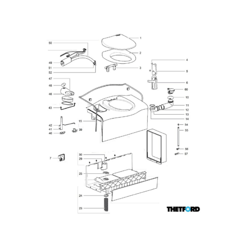 Sitz mit Deckel - Thetford Ersatzteil Nr. 5181462 - für Cassette C402 C/X / C403 L