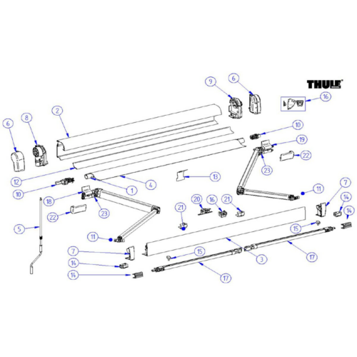 Stützfuß, für Markisenlänge 3,5 – 4,5 m - Thule Ersatzteil Nr. 1500602228 - für Typ 4900/Tristor