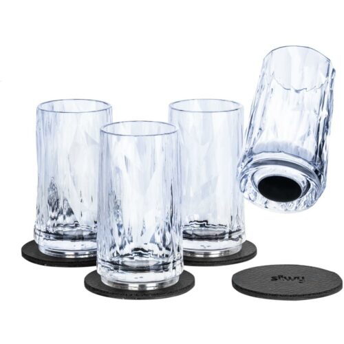 silwy Magnet Shotglas, 40ml, Kunststoff, 4er Set, transparent