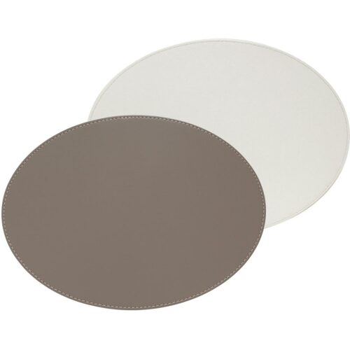 FREEFORM Duo Platzset, Kunstleder, 45x34cm, taupe/weiß