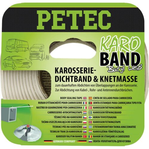 Petec Karo-Band Karosseriedichtband, 3m, Butyl, flach weiß