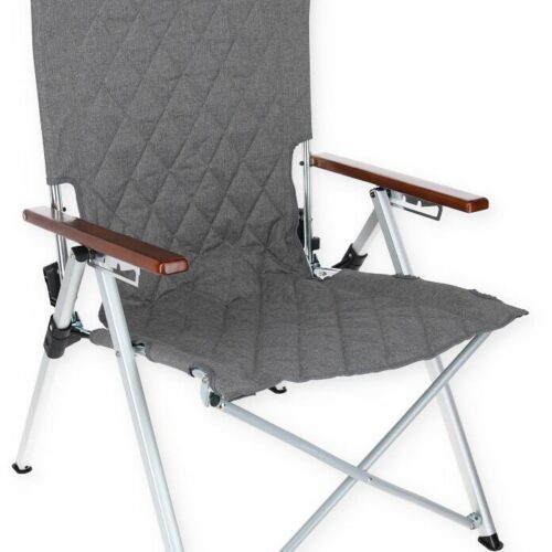 Holiday Travel Joplin Faltstuhl mit Holzarmlehne, Deluxe, grau gesteppt