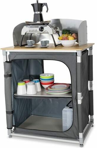 Camp4 Bamboo Quick Campingküche, grau, 75x49x82cm